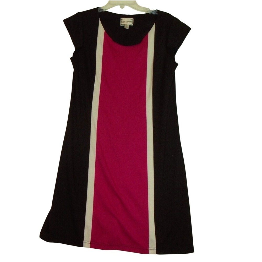 Karin Stevens Women's Black Pink Sleeveless Knee Length Sheath Dress Size 12